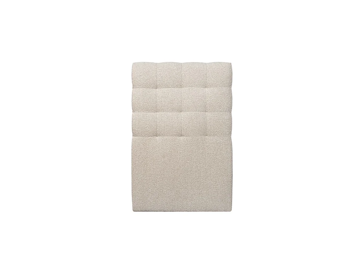 Lit 90x200cm avec tête de lit capitonnée bouclette et sommier tapissier beige - Hauteur totale : 29cm