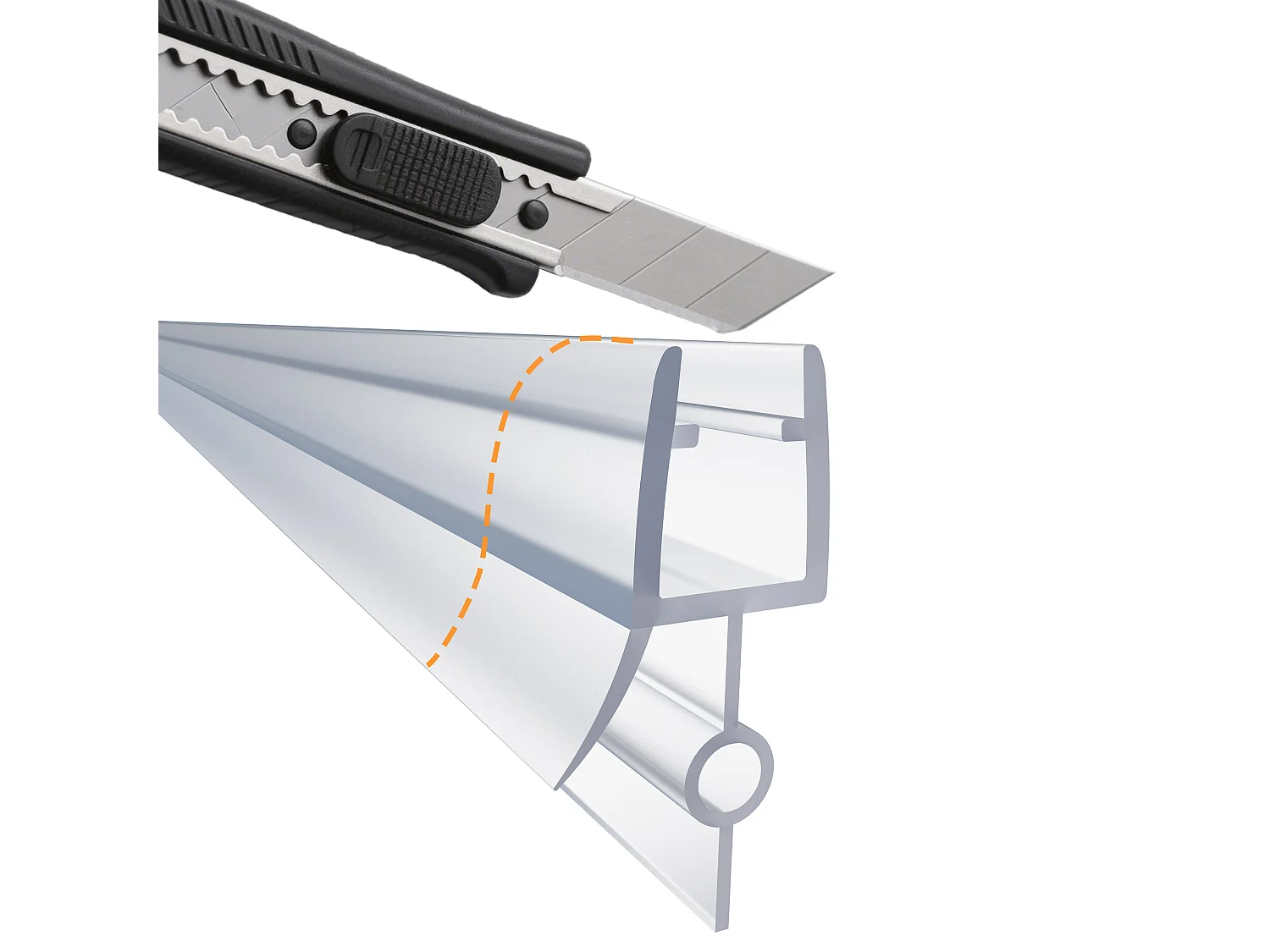 1 Pezzo Guarnizione Sottoporta per box doccia per vetro da 5-6 mm Coda Morbida larga 18 mm lungha 90 cm Tagliabile Modello A