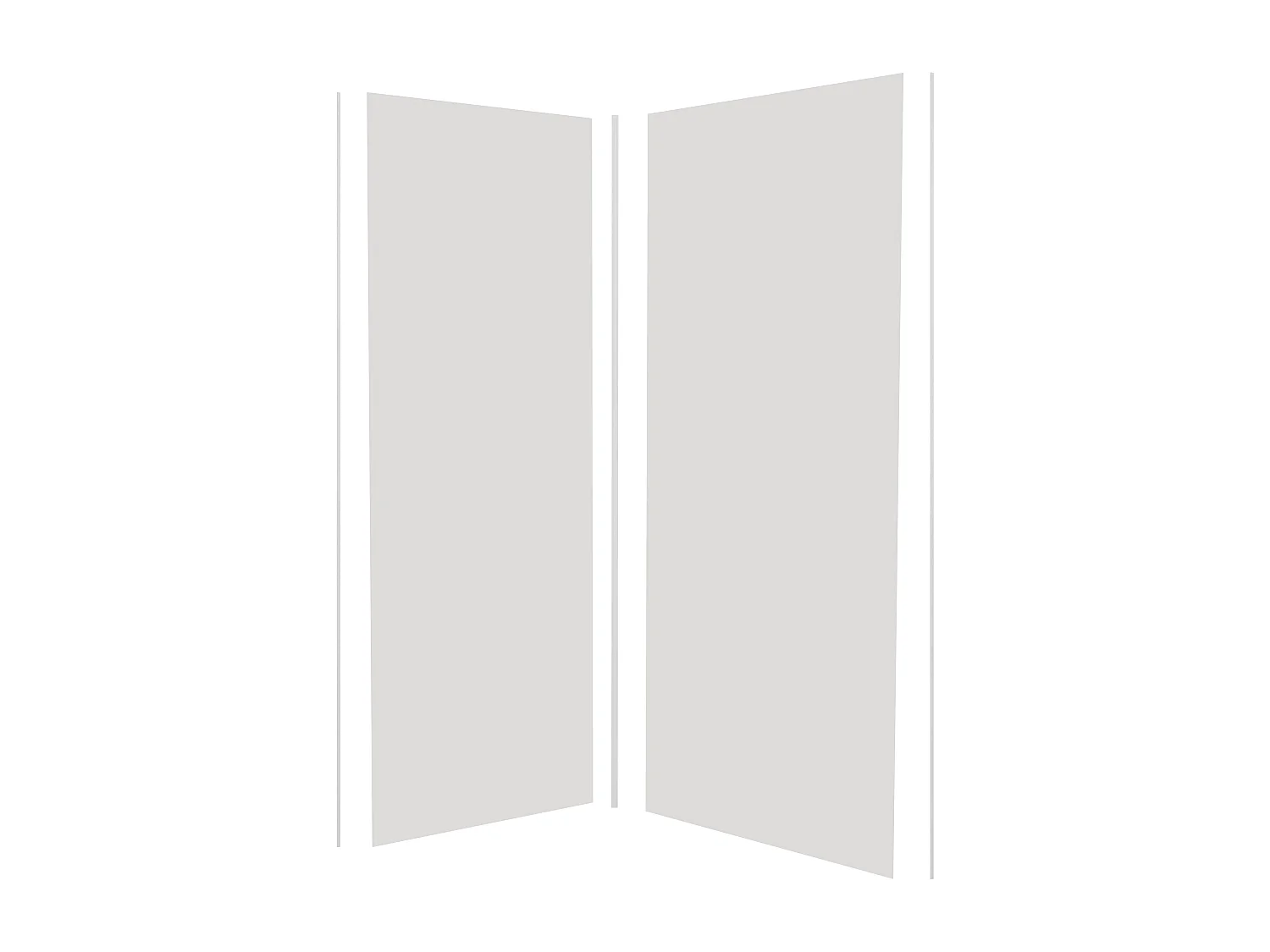 H.210 cm Pannello Doccia ad Angolo 90x40 cm Realizzato in Alluminio da 3 mm con Profili Finitura Bianco Opaco per Rivestimento Parete Bagno