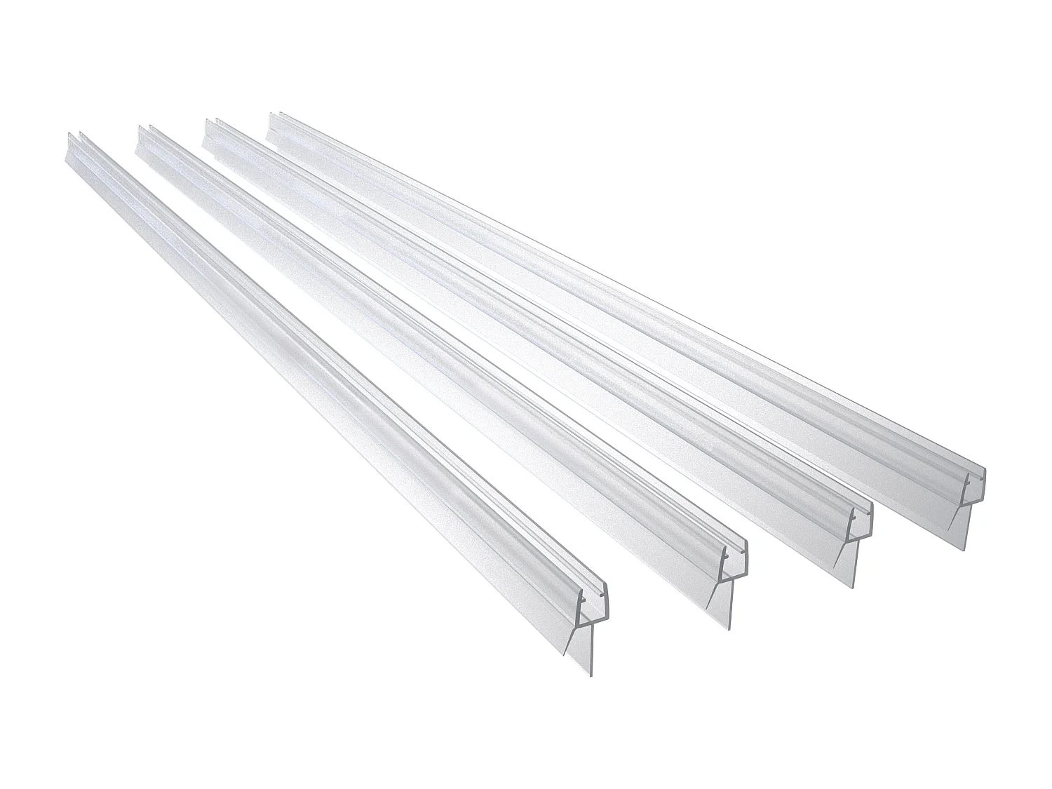 4 Pezzi Guarnizione Sottoporta per box doccia per vetro da 8 mm Coda Morbida larga 18 mm lungha 90 cm Tagliabile Modello B