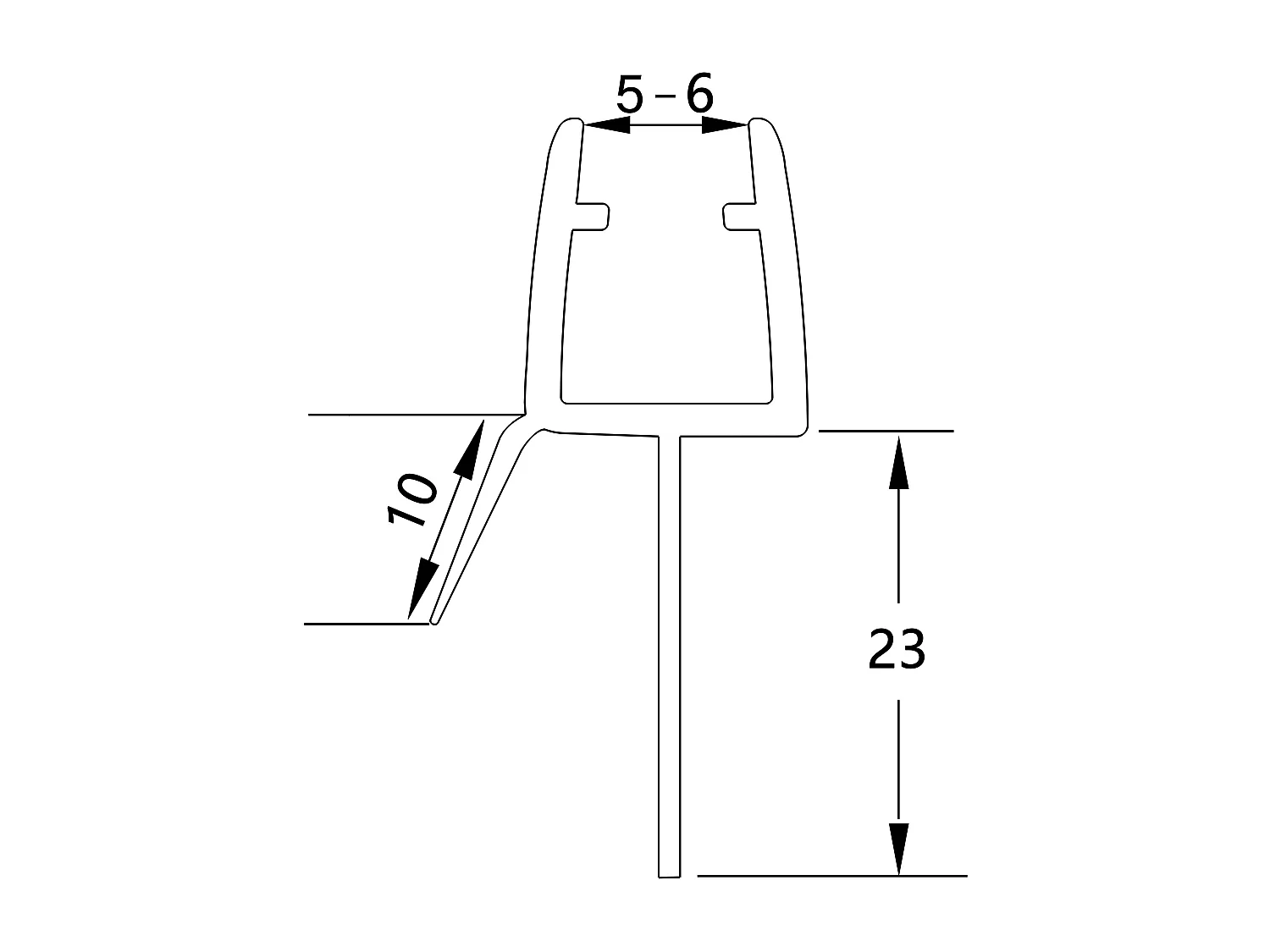 2 Pezzi Guarnizione Sottoporta per box doccia per vetro da 5-6 mm Coda Morbida larga 23 mm lungha 90 cm Tagliabile Modello B