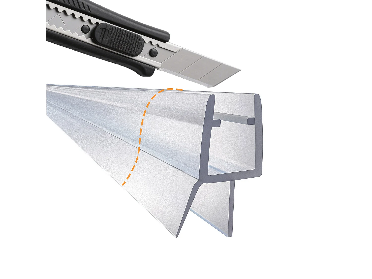 1 Pezzo Guarnizione Sottoporta per box doccia per vetro da 5-6 mm Coda Morbida larga 12 mm lungha 90 cm Tagliabile Modello B