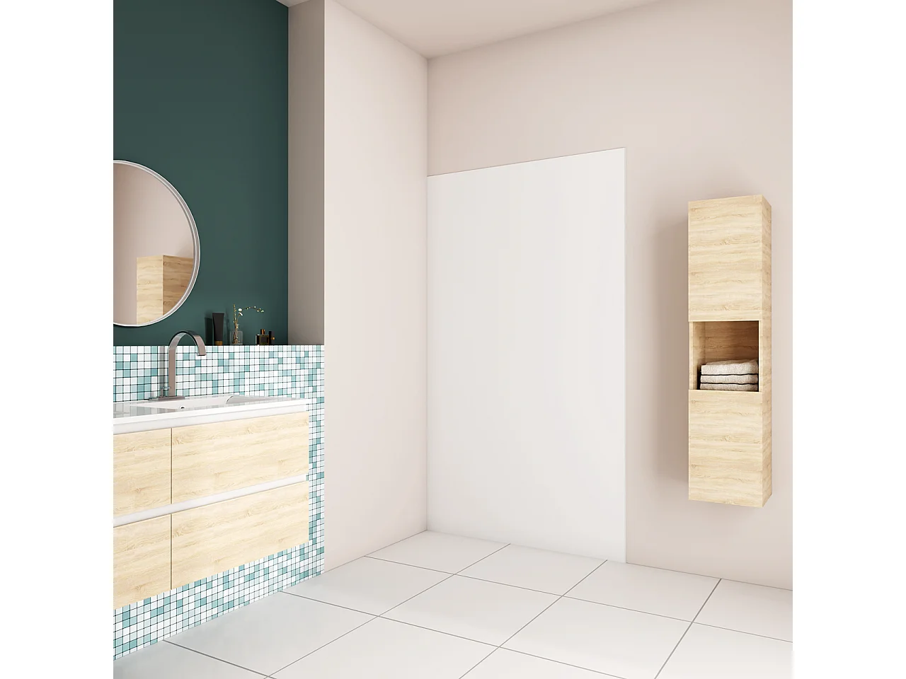 100x210 cm Pannello Doccia Realizzato in Alluminio Spessore 3mm con Profili Finitura Bianco Opaco per Rivestimento Parete Bagno