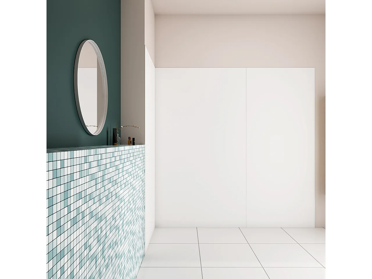 H.210 cm Pannello Doccia ad Angolo 200x40 cm Realizzato in Alluminio da 3 mm con Profili Finitura Bianco Opaco per Rivestimento Parete Bagno