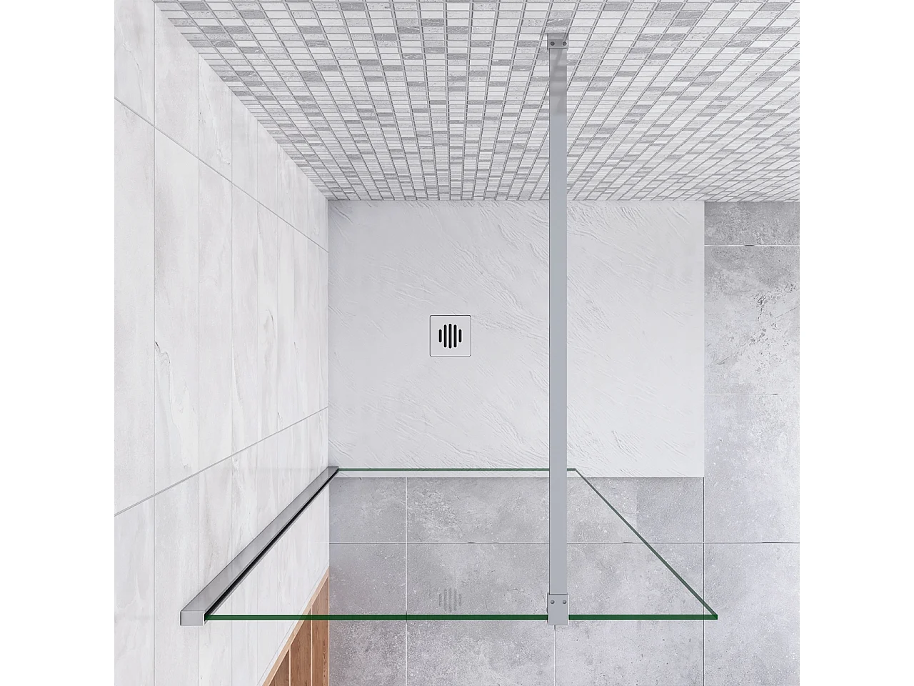 Walk In Parete per Doccia Vetro Temperato 8mm Anticalcare Trasparente inclusa Barra Stabilizzatrice da 90 cm Tagliabile 110x190cm