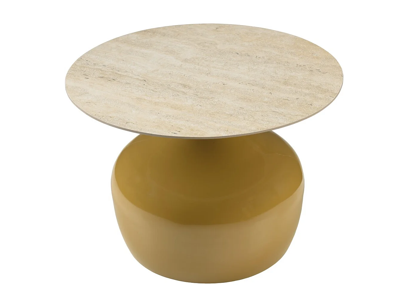 HORTENSE - Table basse 60cm plateau carreaux vitrifiés pied fer camel