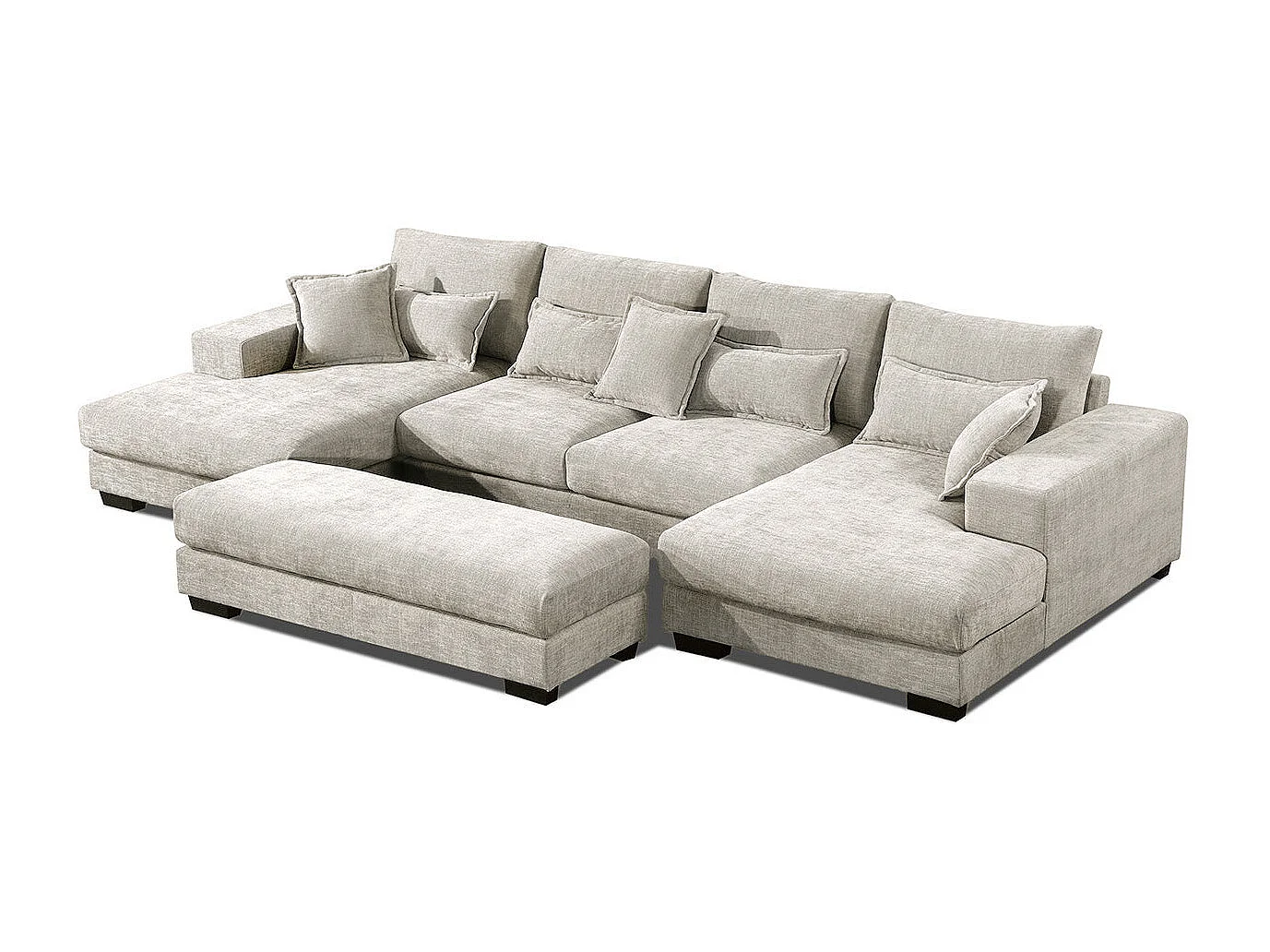 Mega Sofa Cama Chaise Longue Rinconera Kim 368cm, Gris