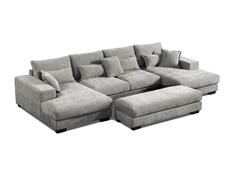 Mega Sofa Cama Chaise Longue Rinconera Kim 368cm, Gris