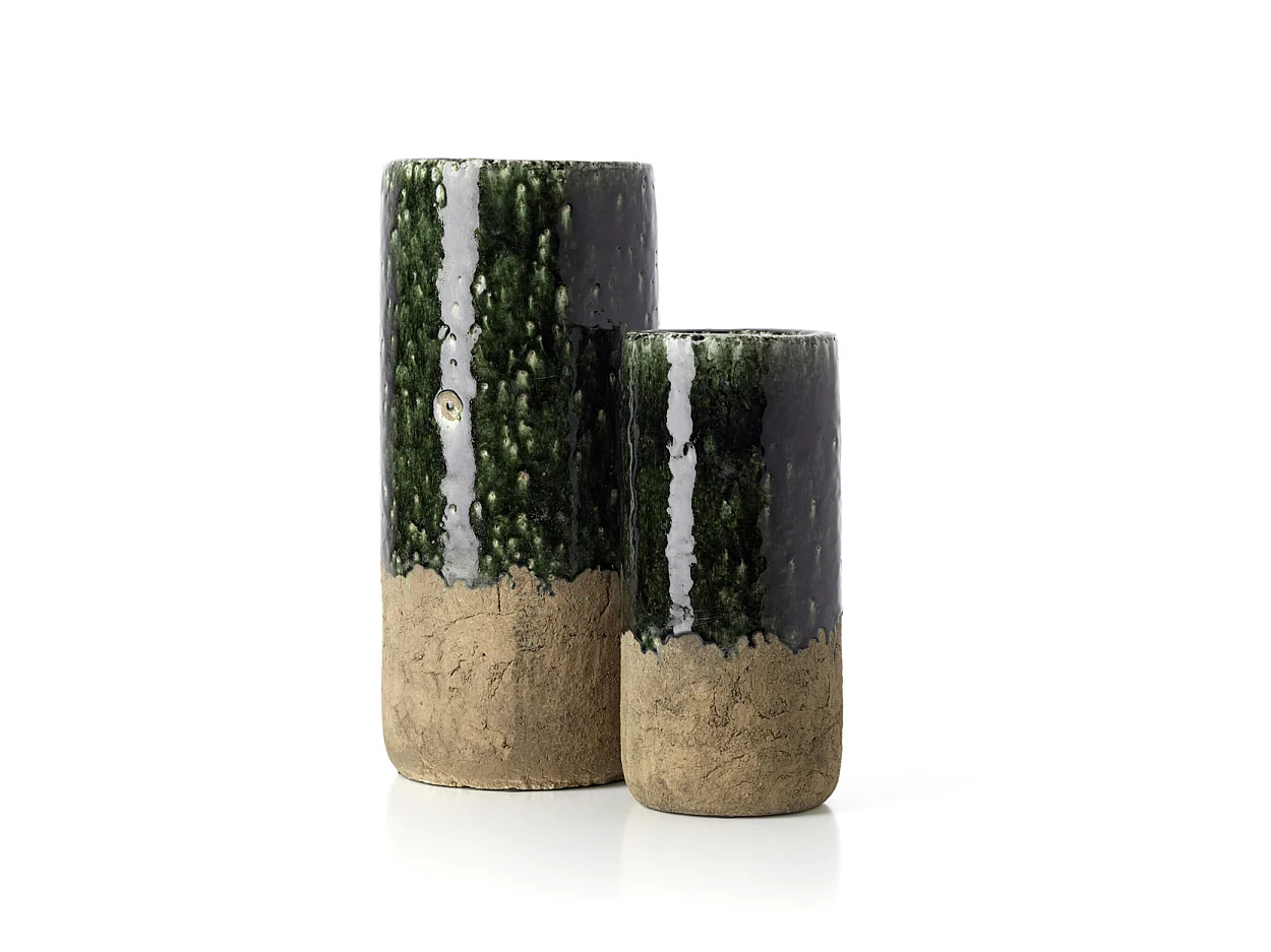 De Moss Cilinder Vaas - Beton Groen - M