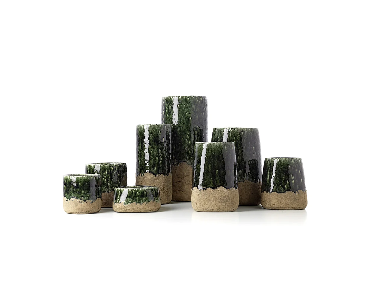 De Moss Cilinder Vaas - Beton Groen - M