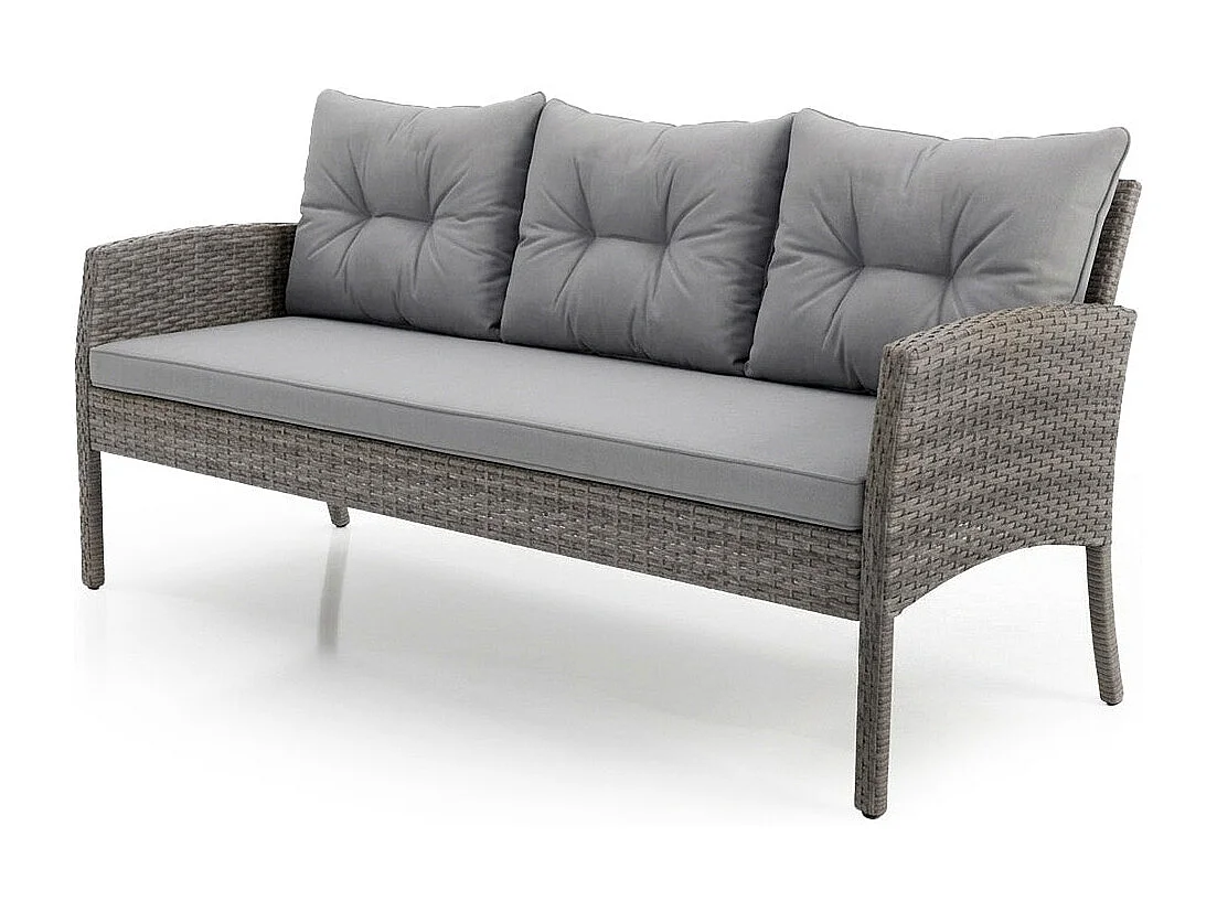 Sofa + Mesa + 2 Sillones + 2 pufs Ratan PE Sebas. Muebles de Jardin y Terraza, Ratan Gris