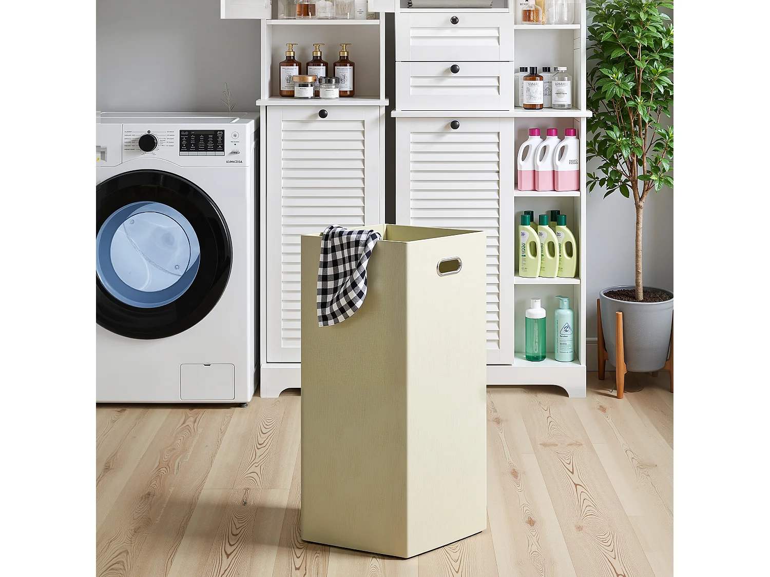Bealife Meuble Colonne Salle De Bain Rangement Sur Pied Armoire 1 Porte 1 Placard Étagère 1 Panier à Linge
