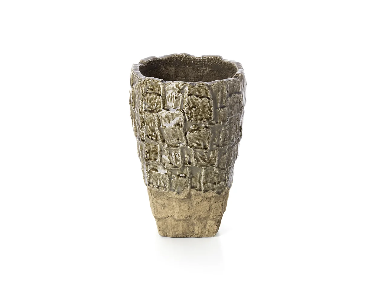 De Rock Textuur Vaas - Grijze Steen - L