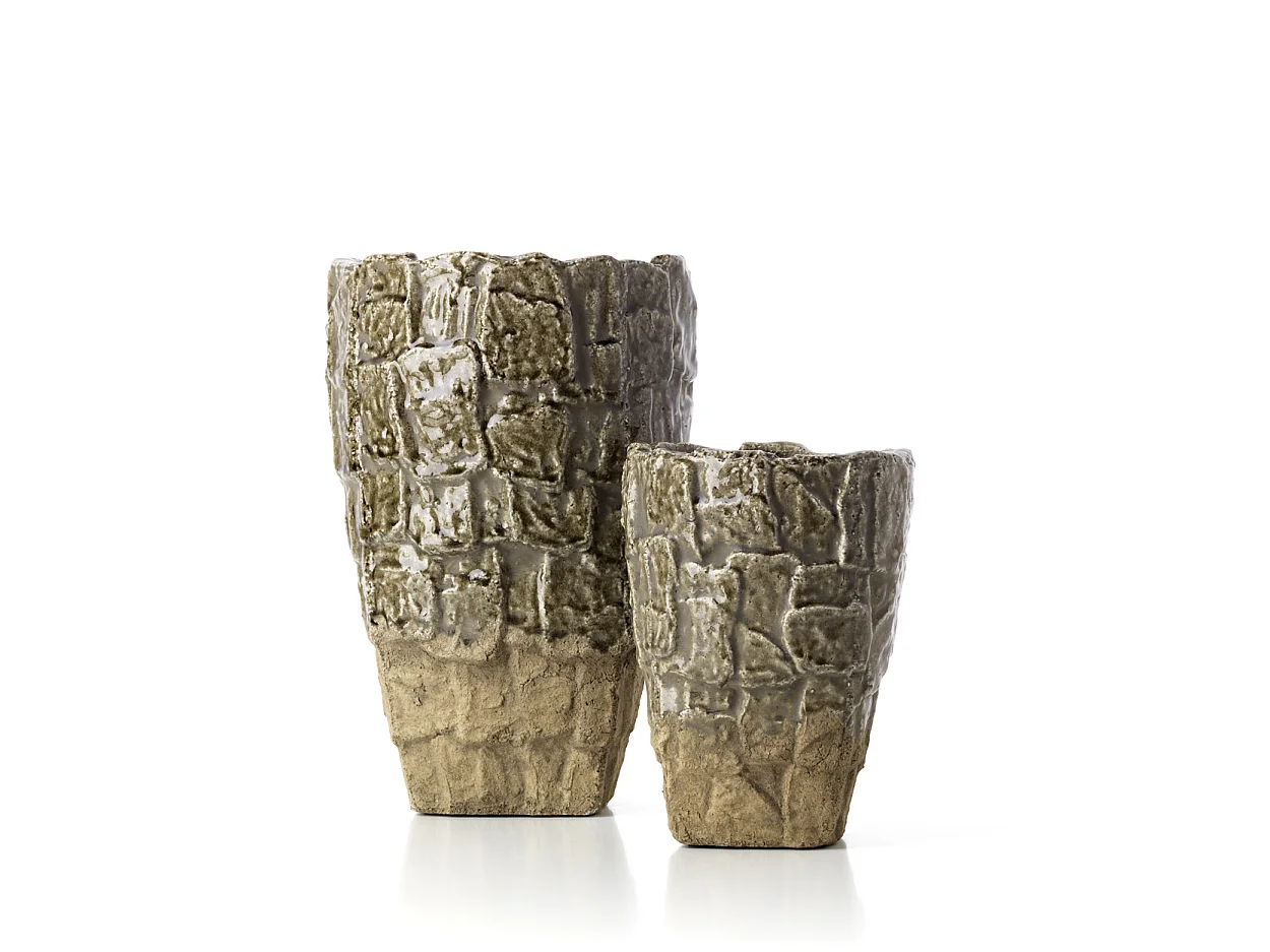 De Rock Textuur Vaas - Grijze Steen - L