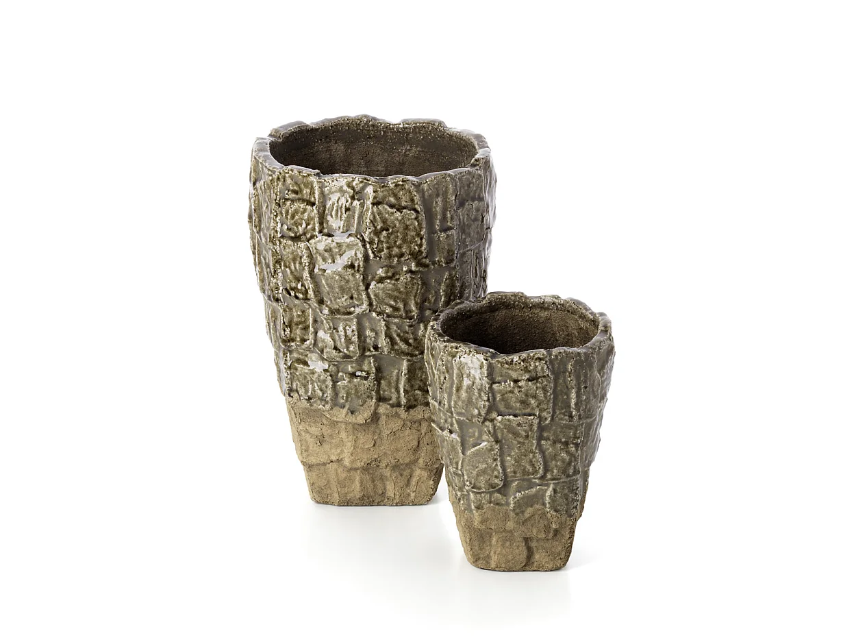 De Rock Textuur Vaas - Grijze Steen - L