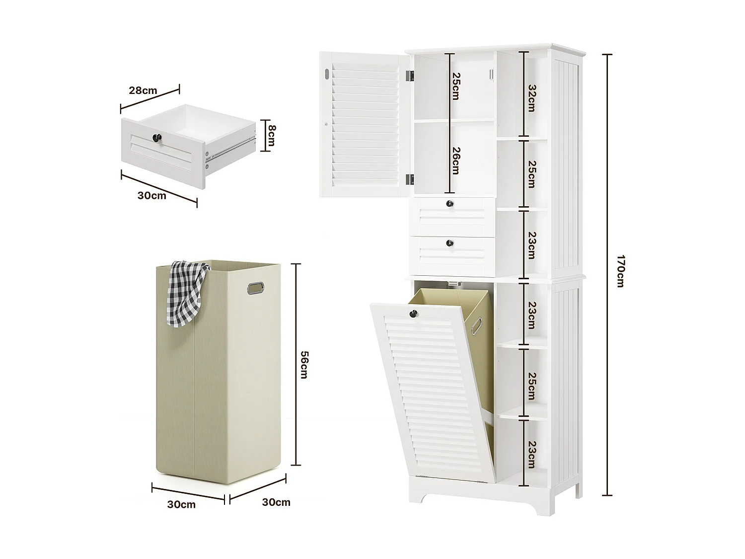 Bealife Meuble Colonne Salle De Bain Rangement Sur Pied Armoire 1 Porte Et 2 Tiroirs 6 Étagères