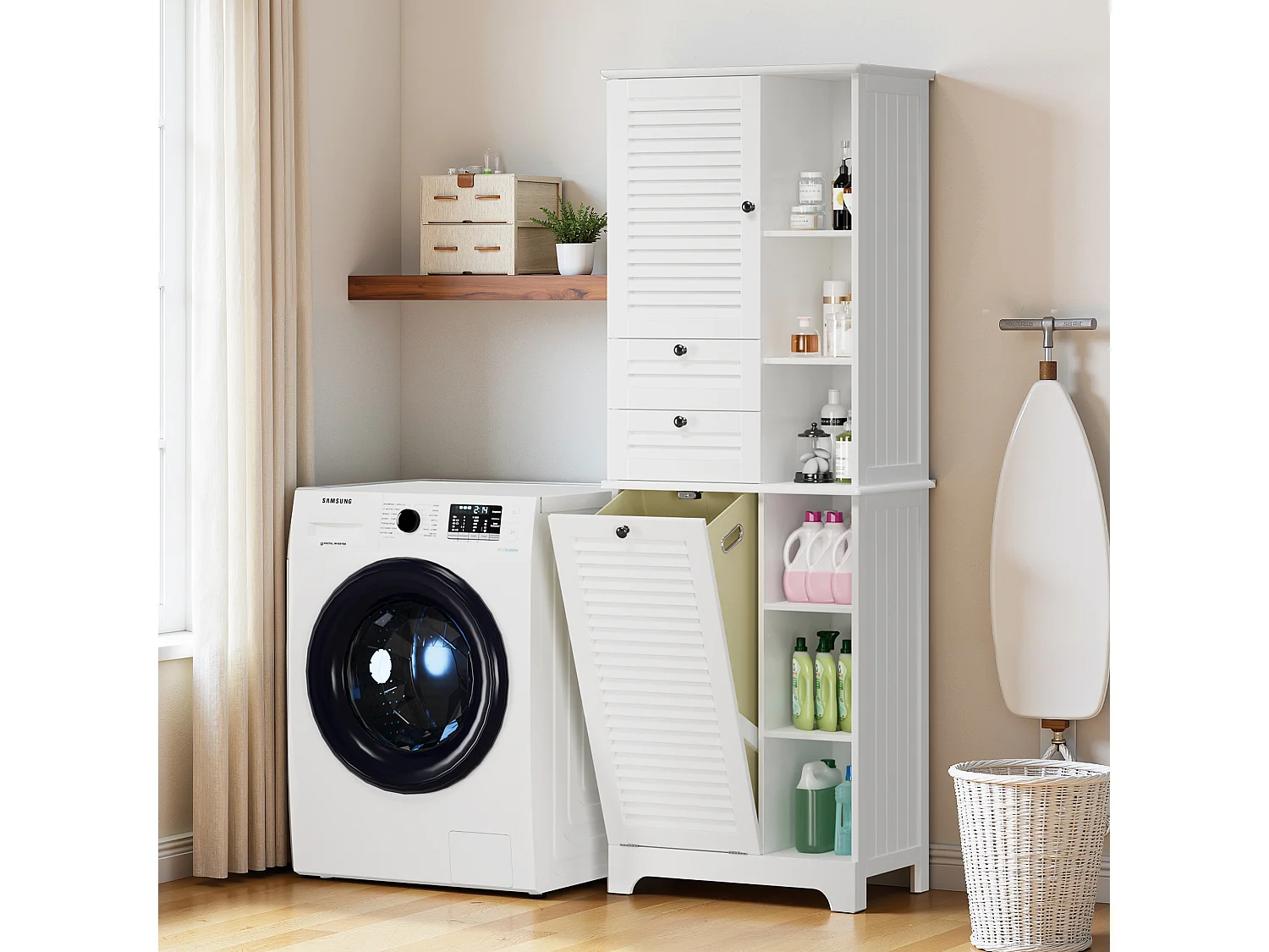 Bealife Meuble Colonne Salle De Bain Rangement Sur Pied Armoire 1 Porte Et 2 Tiroirs 6 Étagères