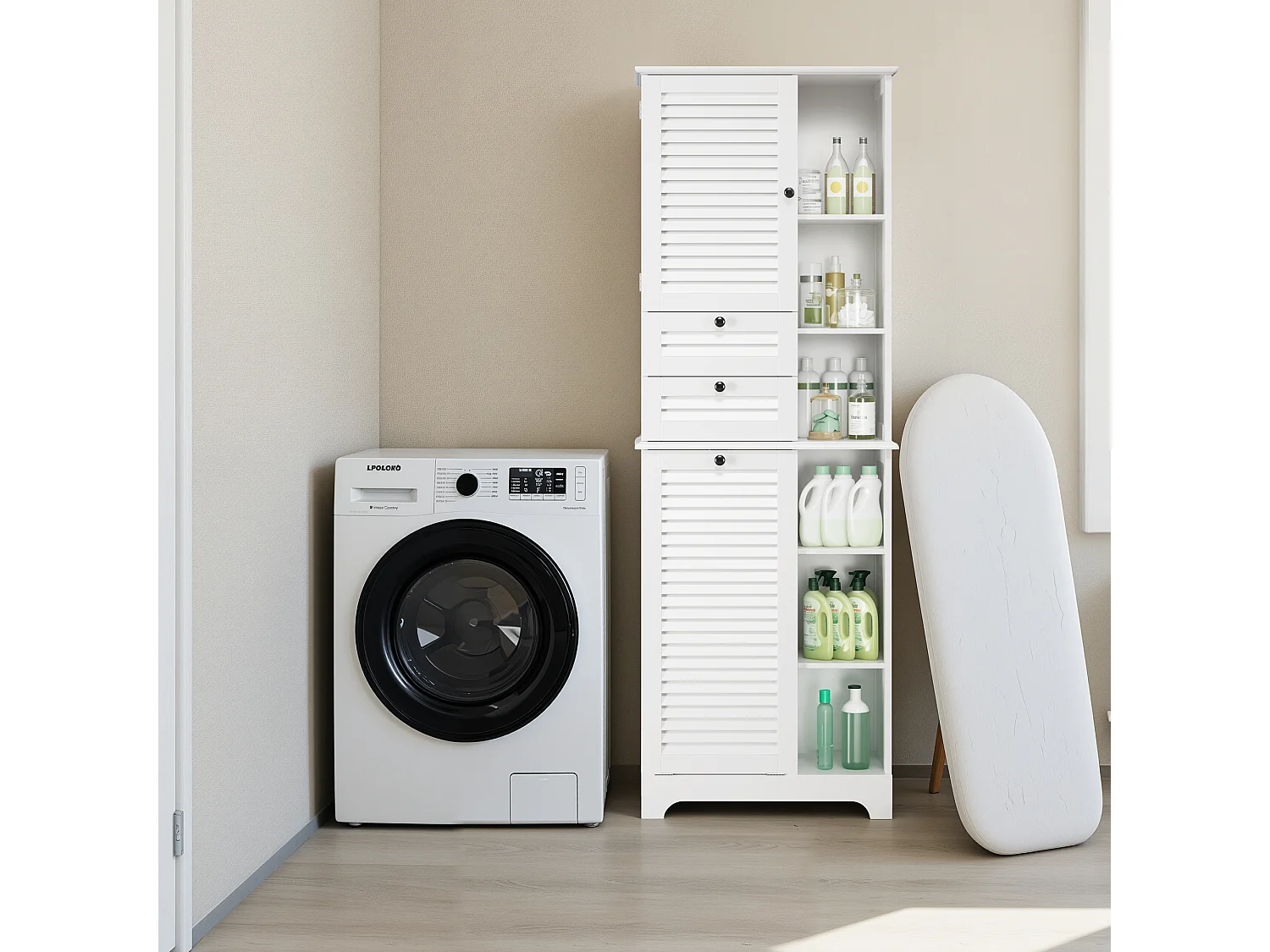 Bealife Meuble Colonne Salle De Bain Rangement Sur Pied Armoire 1 Porte Et 2 Tiroirs 6 Étagères