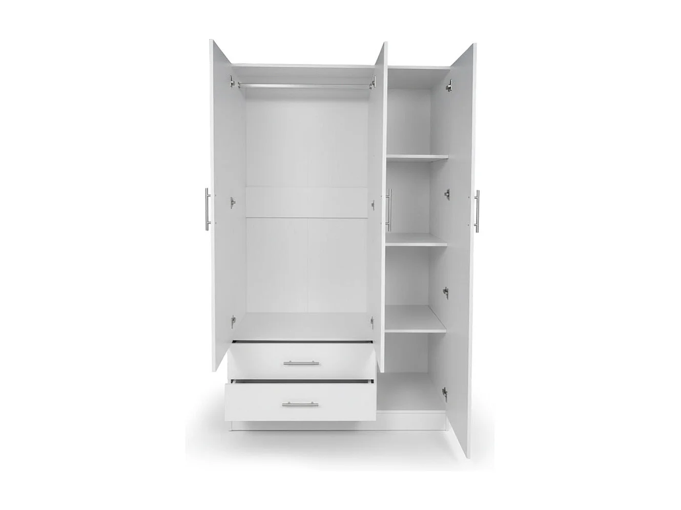 Armario de Dormitorio 3 Puertas W, con Espejo, Blanco