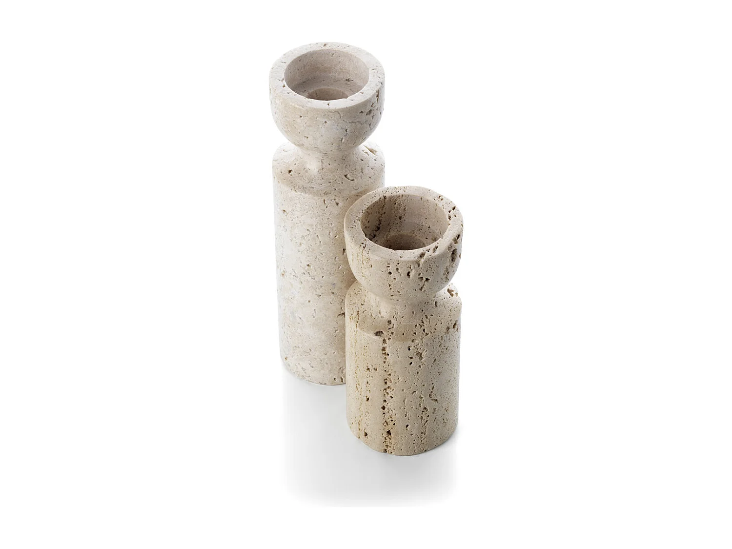 De Travertin Zandloper Kaarshouder - Beige - M
