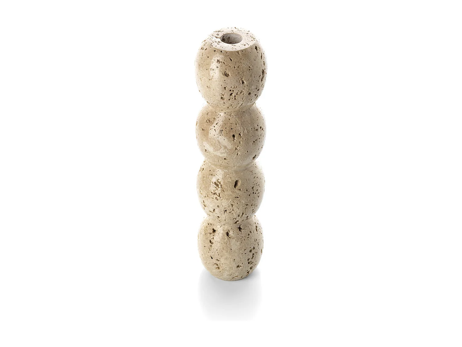 De Travertine Totem Taper Kaarshouder - Beige - L