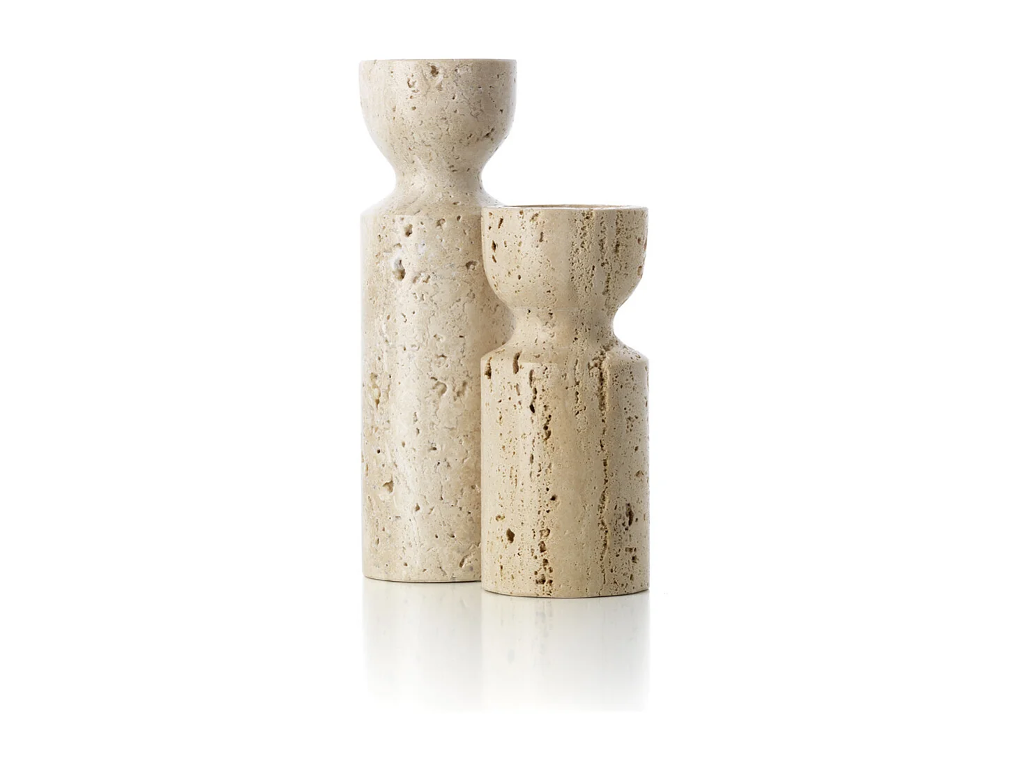 De Travertin Zandloper Kaarshouder - Beige - S