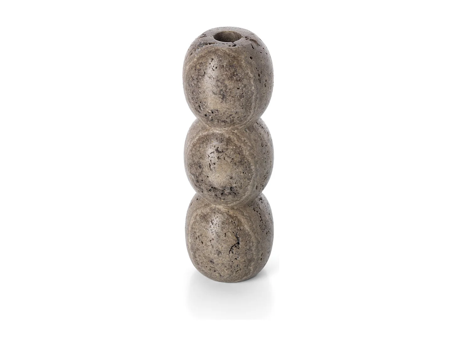 De Travertine Totem Taper Kaarshouder - Grijs - L