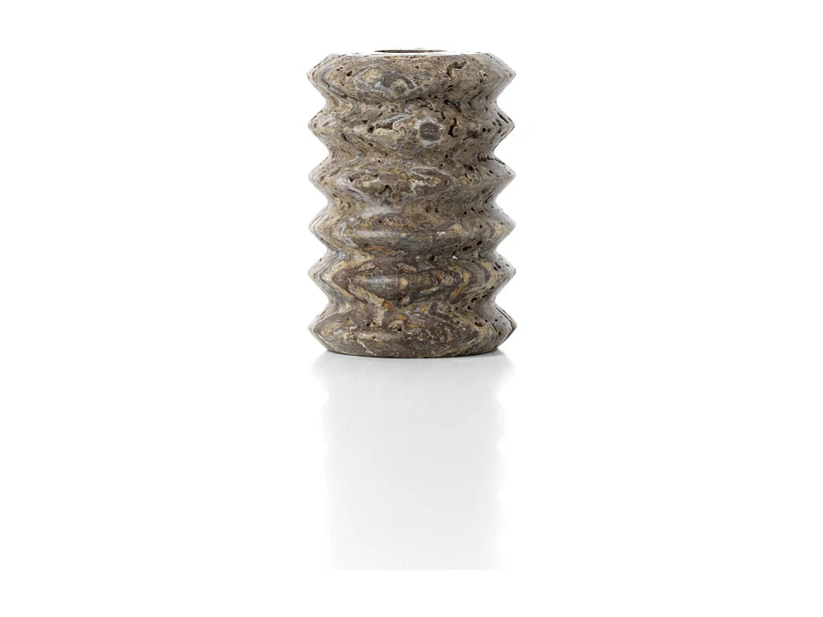 De Travertine Ripple Taper Kaarshouder - Grijs - S