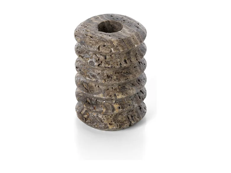 De Travertine Ripple Taper Kaarshouder - Grijs - S
