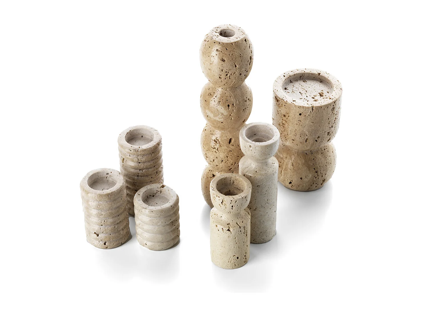 El Portavelas Travertine Ripple T-Light - Beige - L