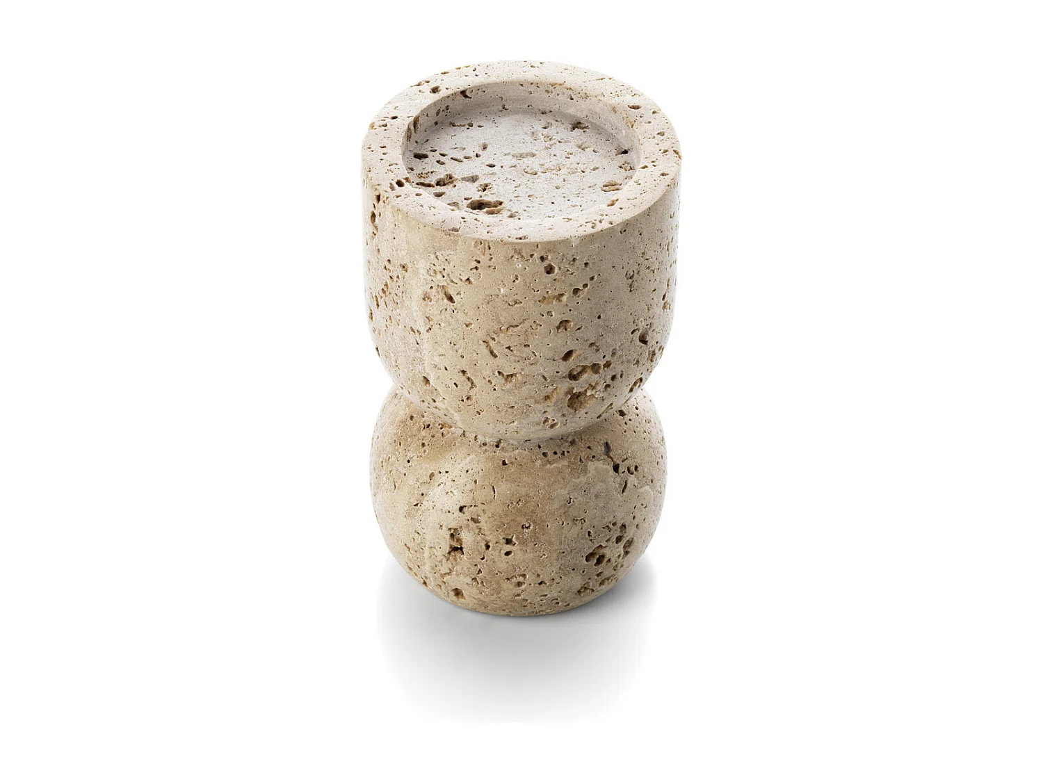 De Travertine Vessel Pillar Kaarshouder - Beige