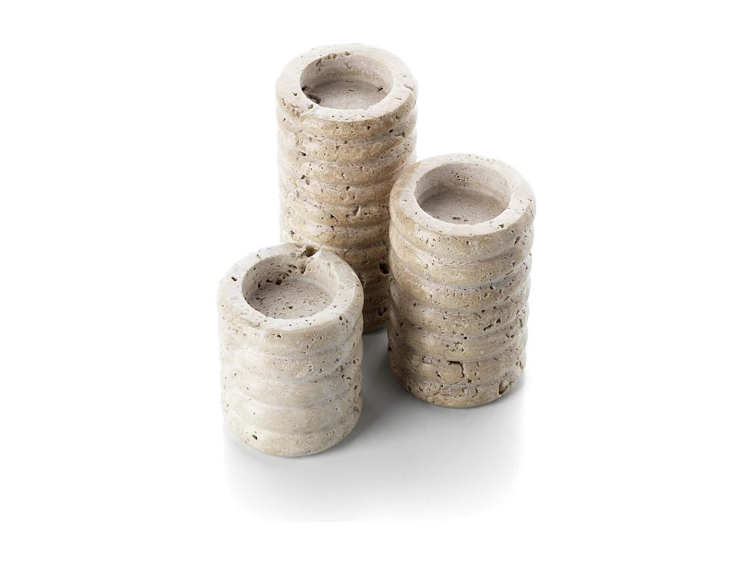 De Travertine Ripple T-Light Houder - Beige - M