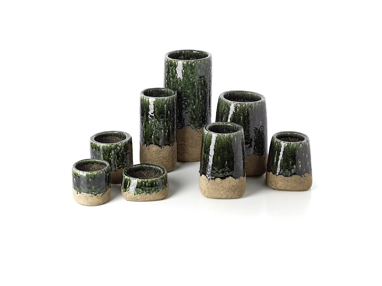 The Moss Conical Planter - Concrete Green - S