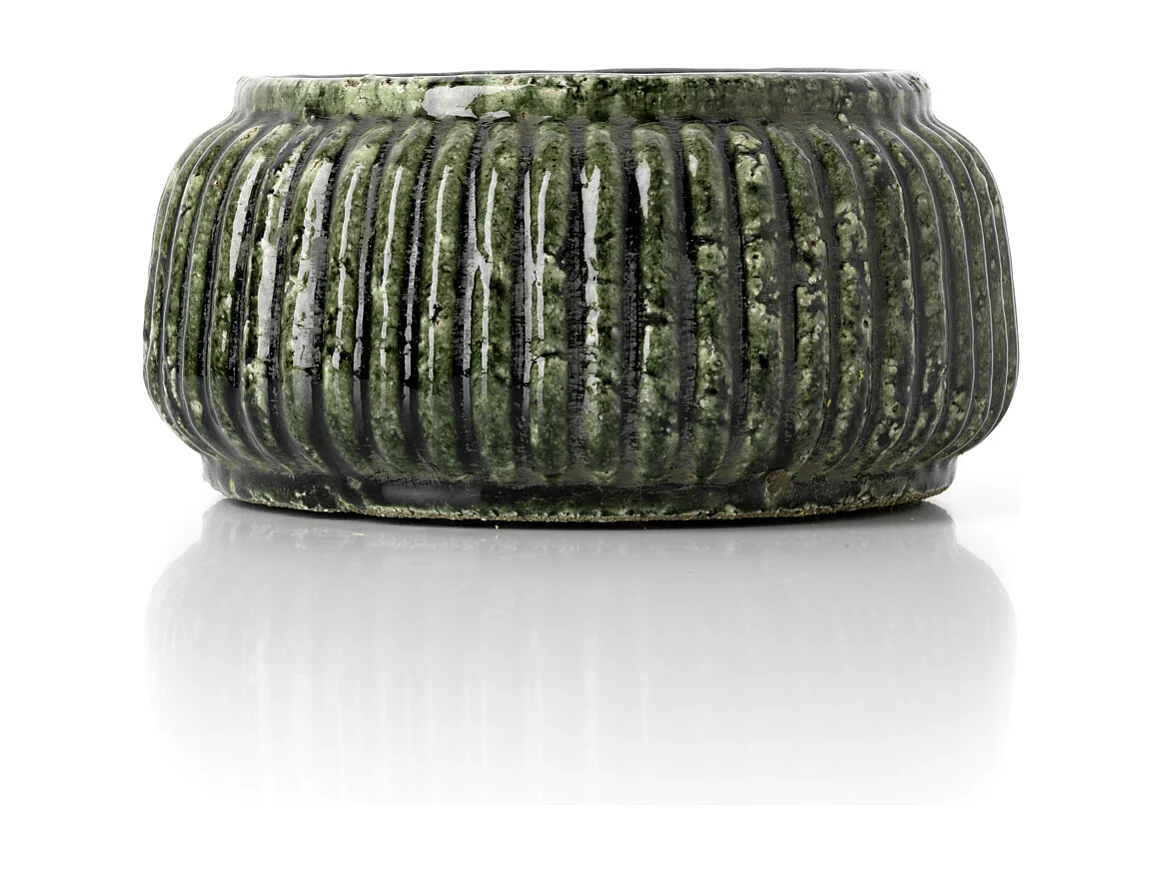 De Forest Geribbelde Kom Bloempot - Bosgroen - Laag