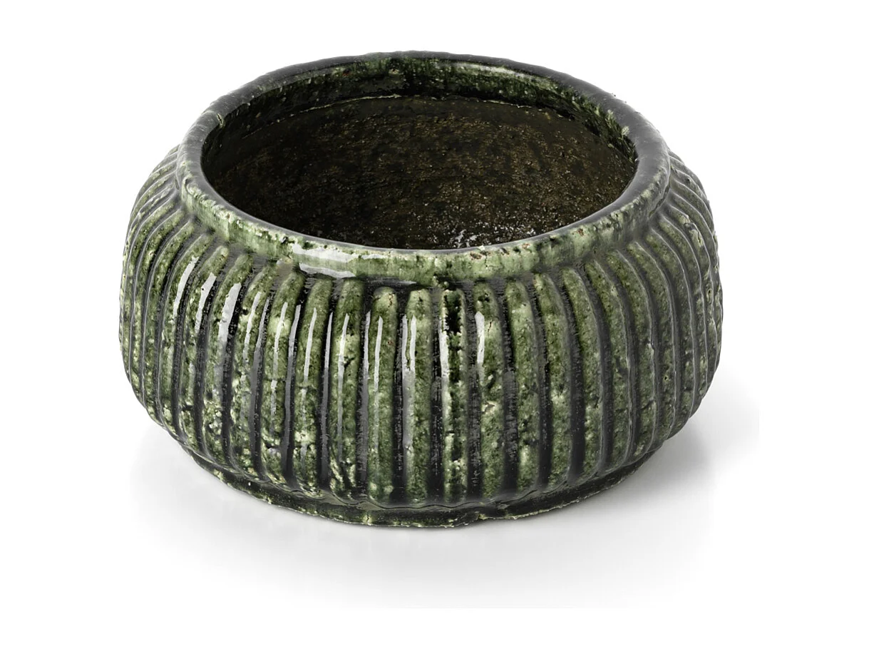 De Forest Geribbelde Kom Bloempot - Bosgroen - Laag