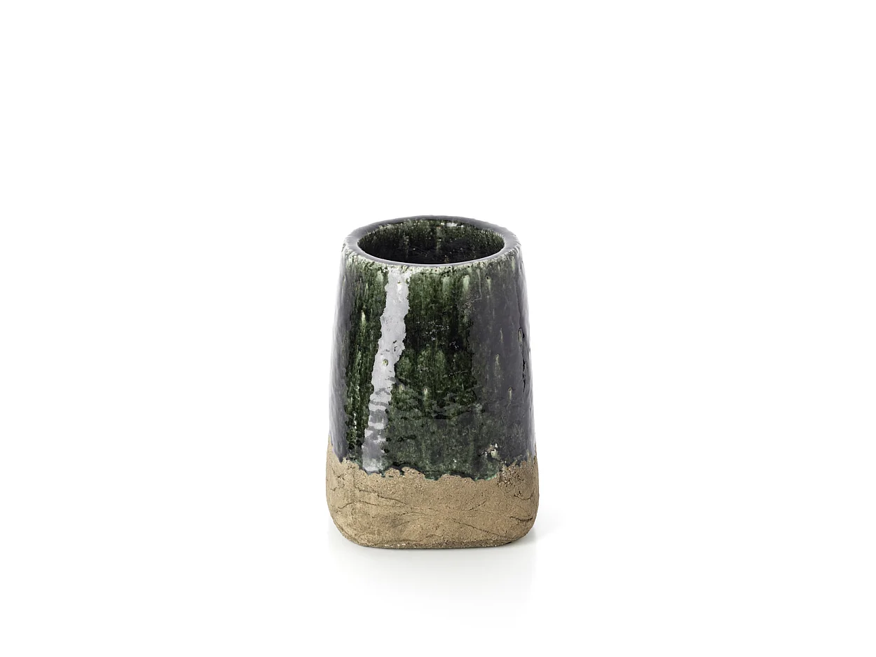The Moss Conical Planter - Concrete Green - L