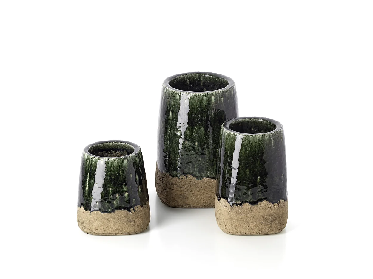The Moss Conical Planter - Concrete Green - L