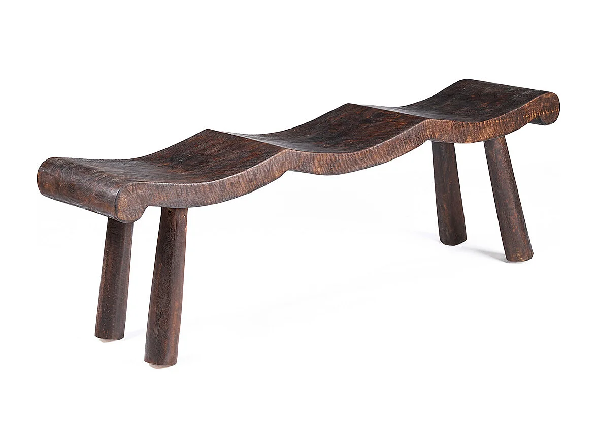 The Lombok Wave Bench - Dark Walnut - M