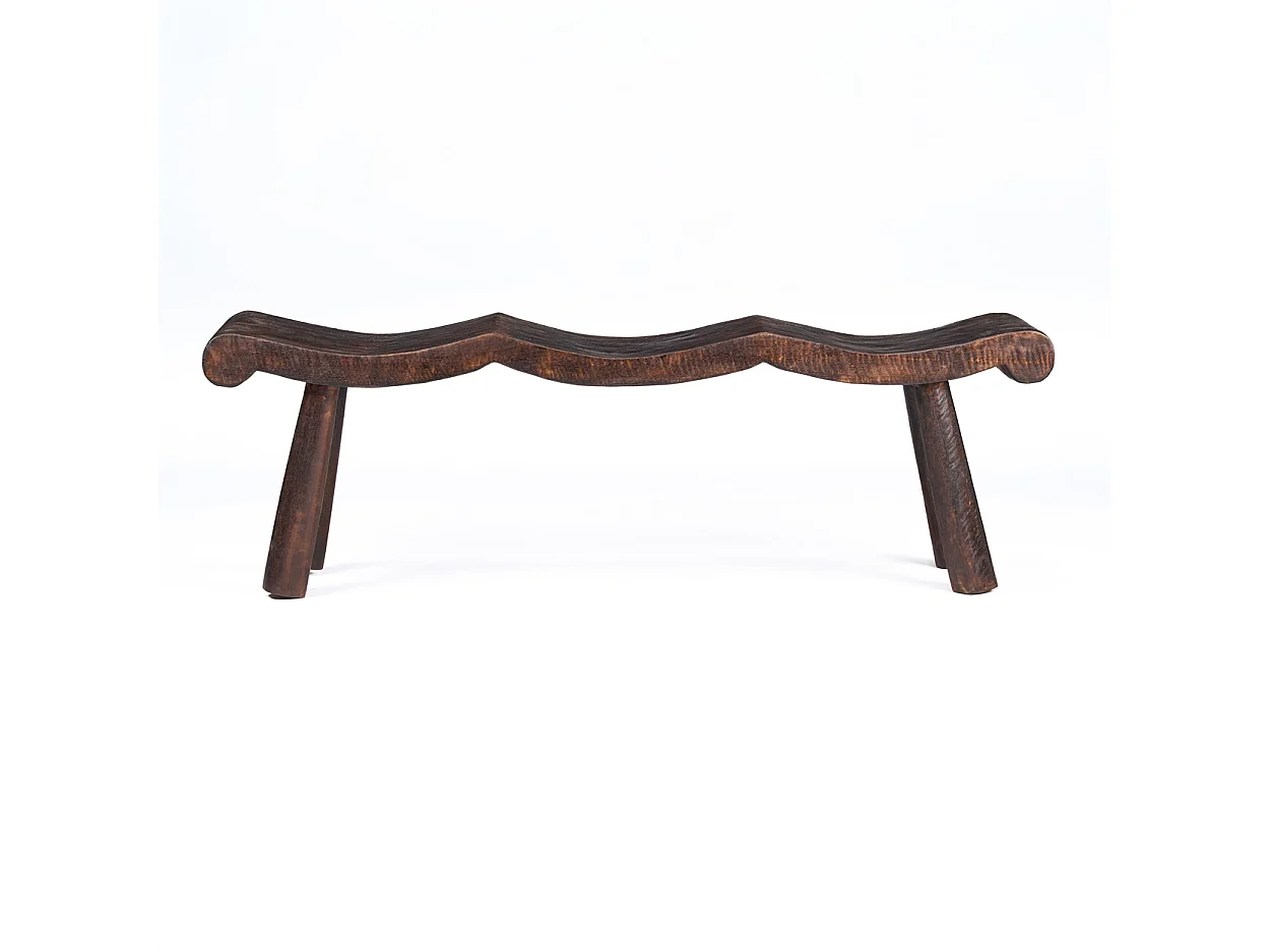 The Lombok Wave Bench - Dark Walnut - M