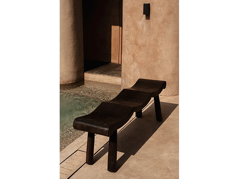 The Lombok Wave Bench - Dark Walnut - M