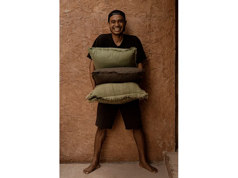 The Jungle Fringe Cushion Cover - Green