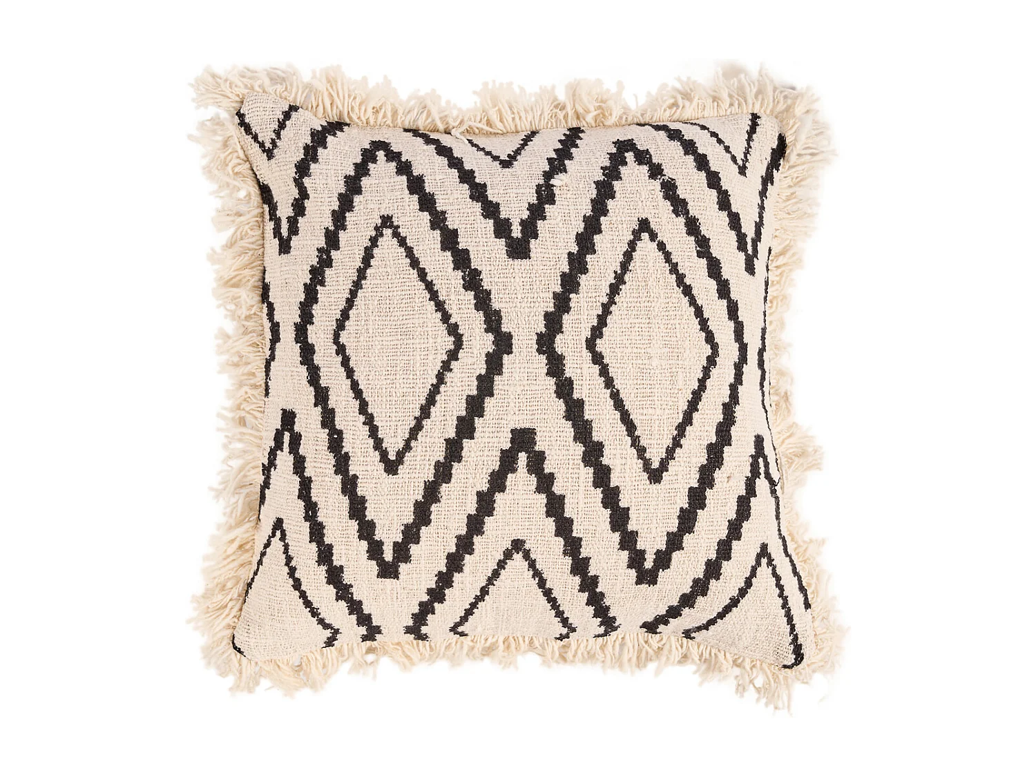 The Sahara Diamond Cushion Cover - Natural Black