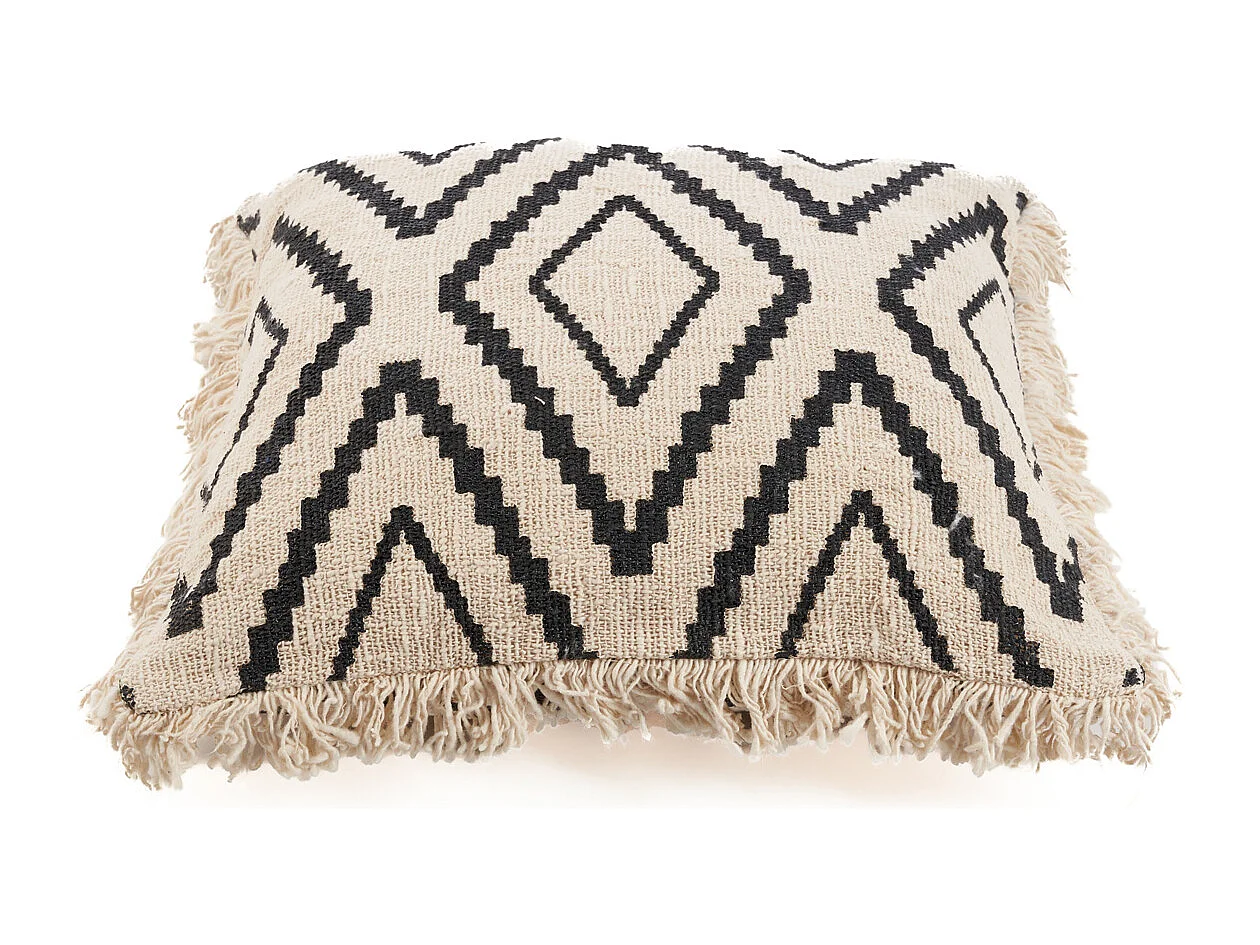 The Sahara Diamond Cushion Cover - Natural Black
