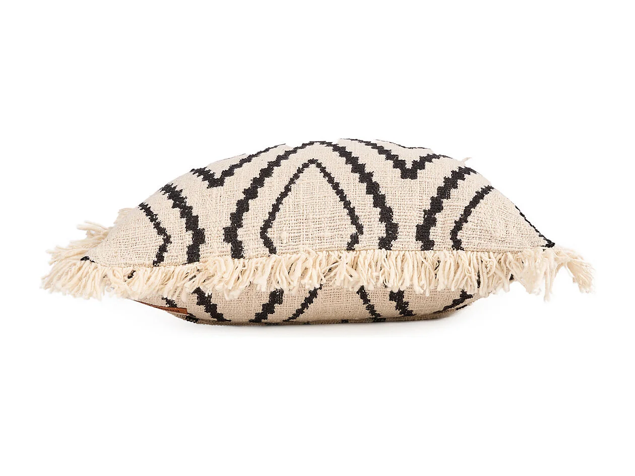 The Sahara Diamond Cushion Cover - Natural Black