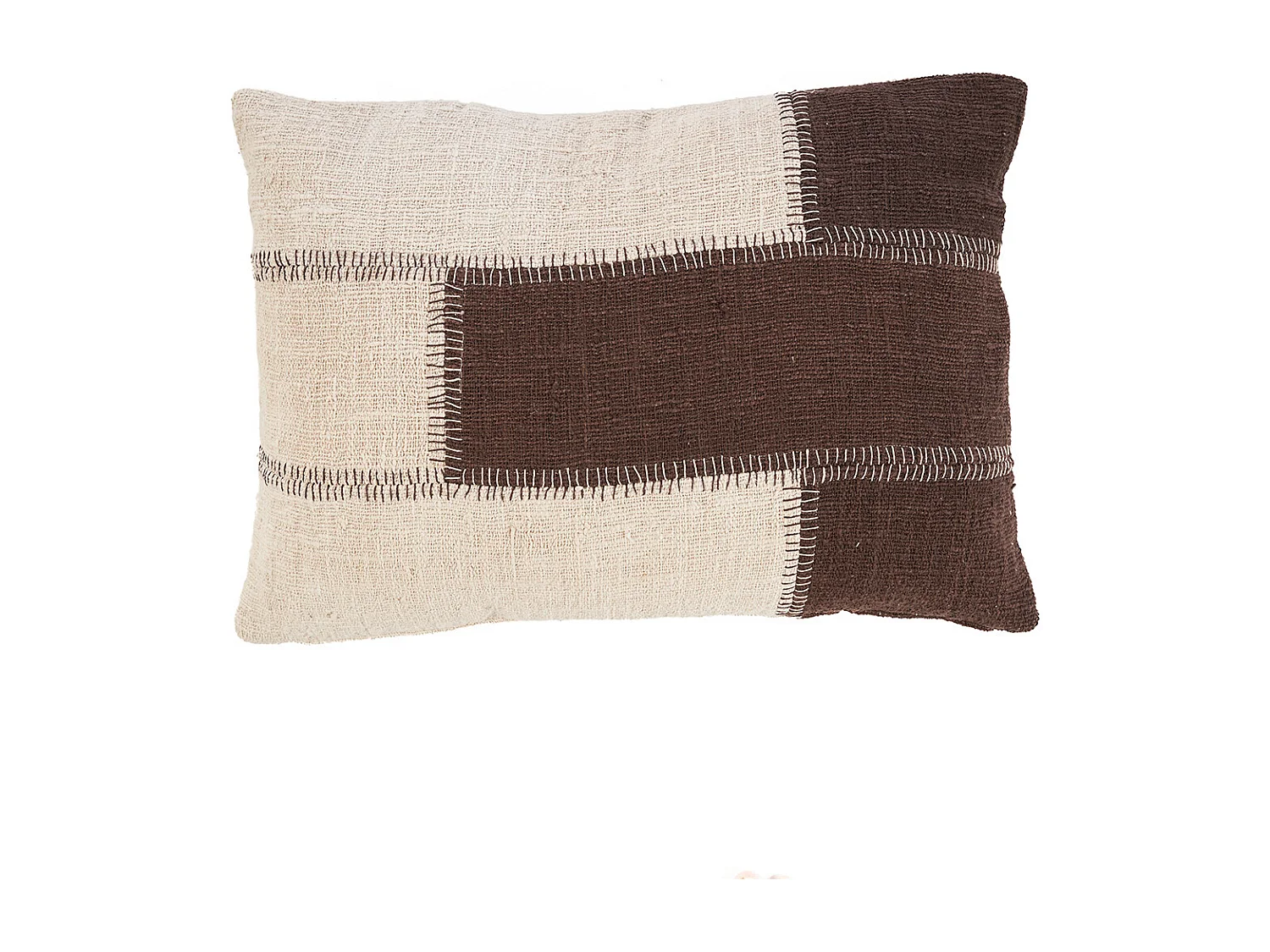The Cocoa Patchwork Cushion Cover - Natural Brown