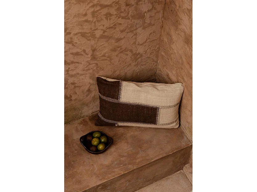 The Cocoa Patchwork Cushion Cover - Natural Brown