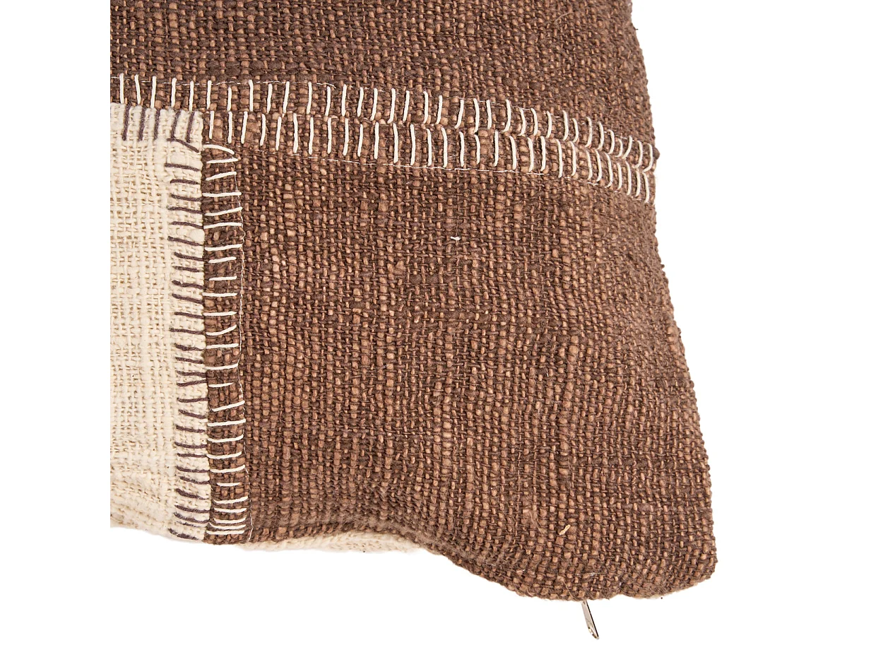 The Cocoa Patchwork Cushion Cover - Natural Brown
