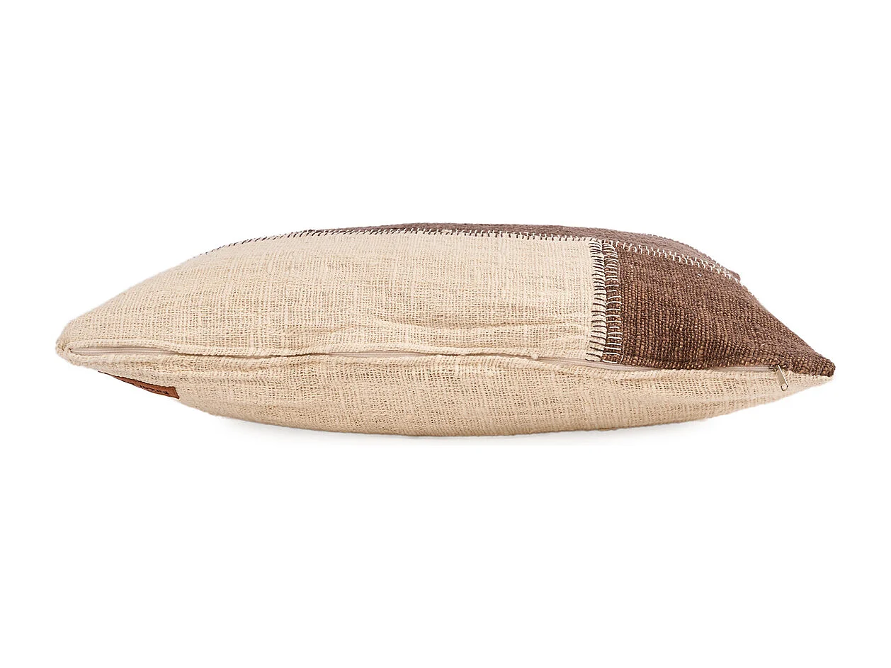 The Cocoa Patchwork Cushion Cover - Natural Brown
