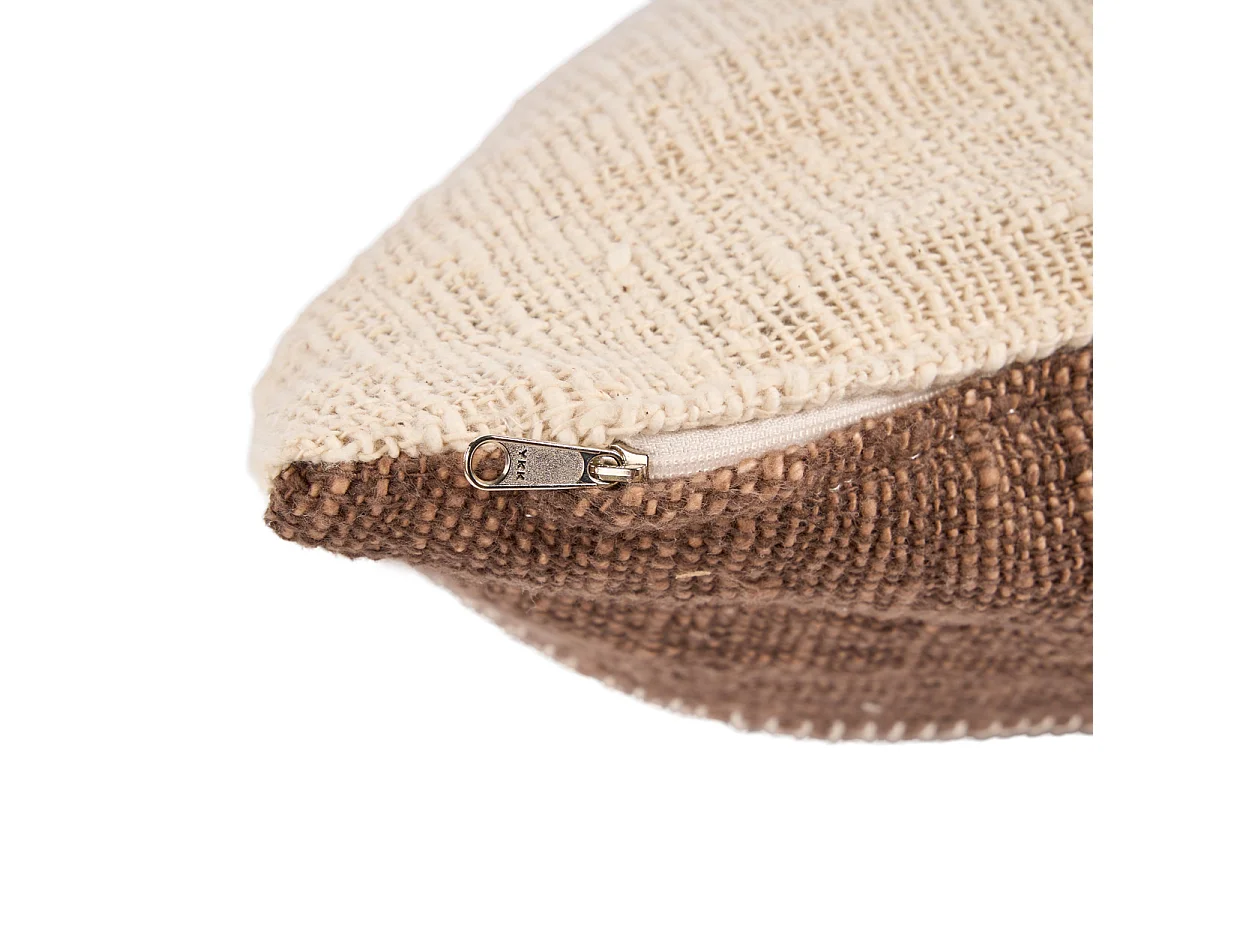 The Cocoa Patchwork Cushion Cover - Natural Brown