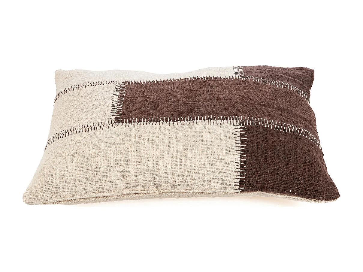 The Cocoa Patchwork Cushion Cover - Natural Brown